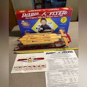 1997 Radio Flyer Classic Original Little Red Mini Wood Sled With Box